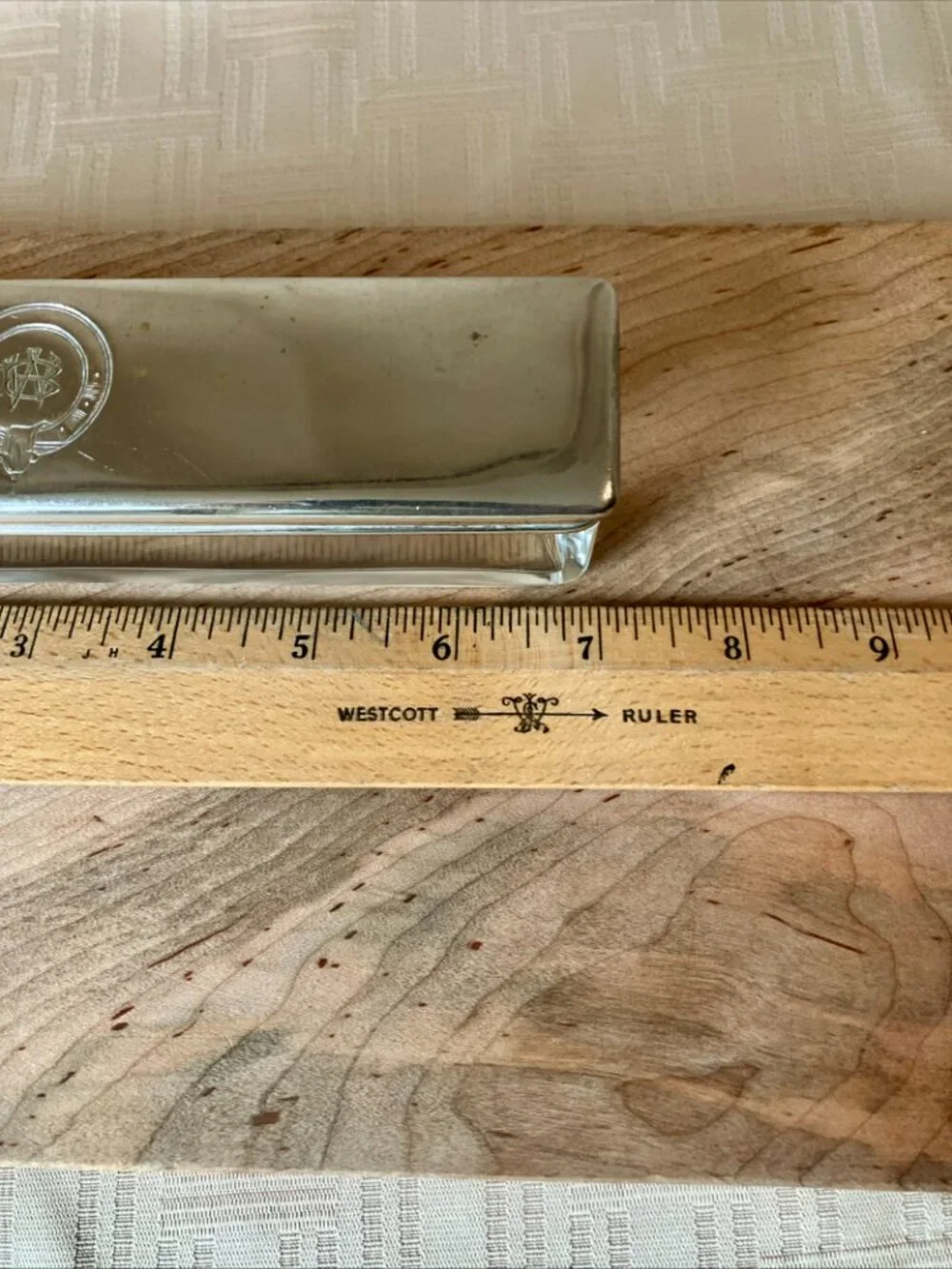 Vintage Silverplate Vanity Set w/ Scottish Buckle Crest and Monogram